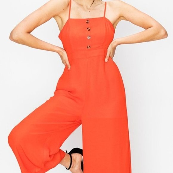 Vibrant Coral Jumpsuit - Picture 2 of 4